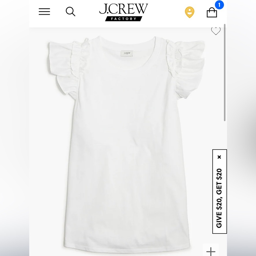 NWT J Crew Factory flutter sleeve top, white size S